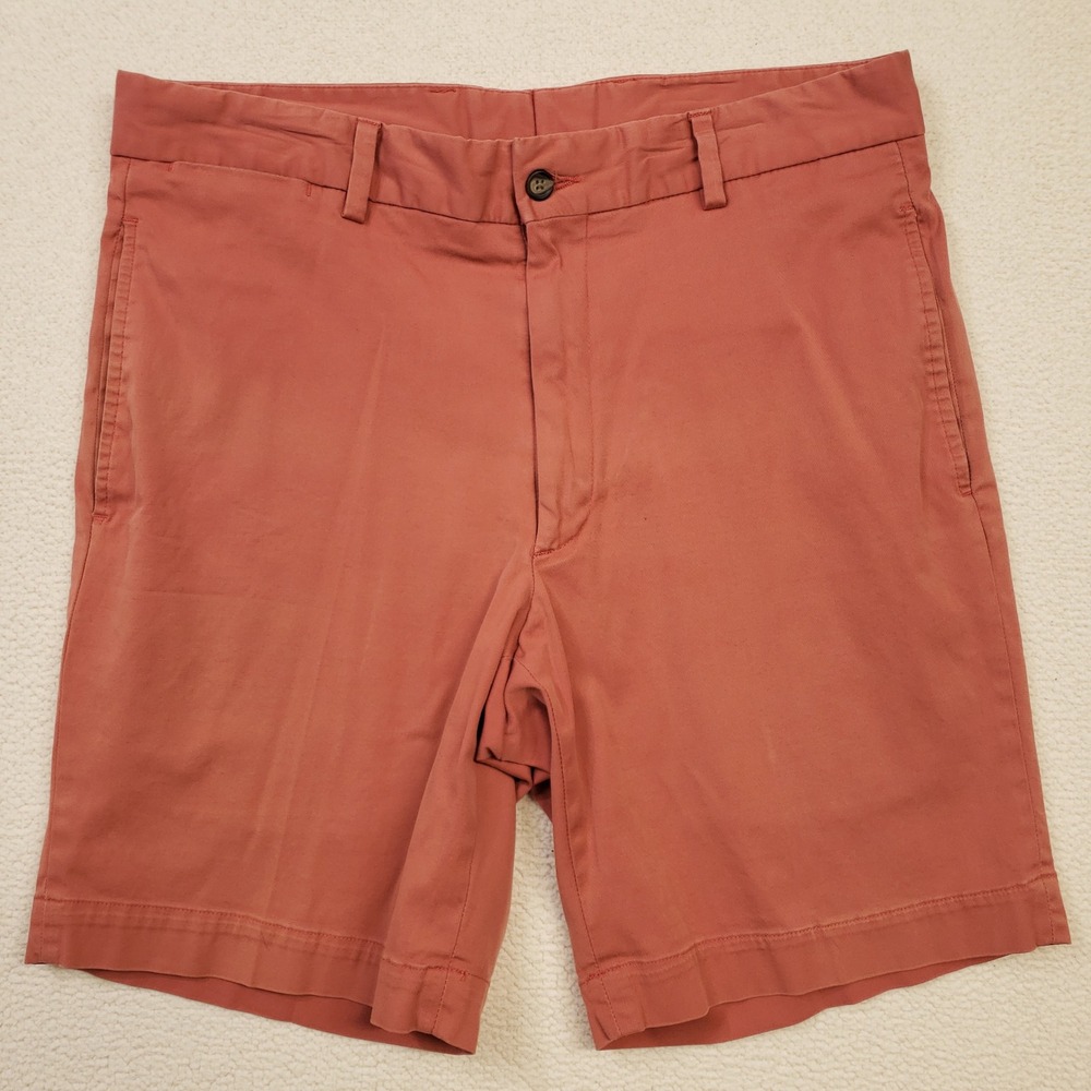 Charleston Khakis Shorts Mens 35R Salmon Pink Flat Front Chino Casual 9" Inseam